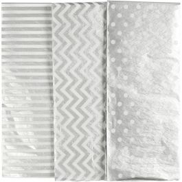 Tissuepapier, vel 50x70 cm, 17 gr, zilver, 6 vel/ 1 doos [HOB-200893]