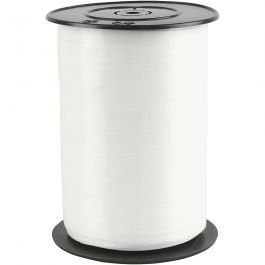 Cadeaulint, B: 10 mm, glossy, wit, 250 m/ 1 rol [HOB-20202]