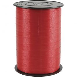 Cadeaulint, B: 10 mm, glossy, rood, 250 m/ 1 rol [HOB-20204]