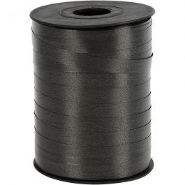 Cadeaulint, B: 10 mm, glossy, zwart, 250 m/ 1 rol [HOB-20213]
