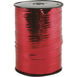 Cadeaulint, B: 10 mm, glossy, rood metallic, 250 m/ 1 rol [HOB-20223]