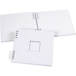 Spiraal gebonden Scrapbook, afm 20x20 cm, 250 gr, wit, 1 stuk [HOB-20445]