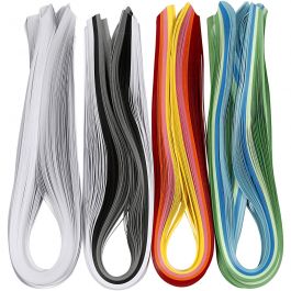 Quilling stroken, L: 78 cm, B: 5 mm, 120 gr, diverse kleuren, 12x100 stuk/ 1 doos [HOB-20799]