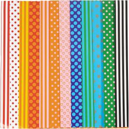 Glanspapier, patroon, vel 32x48 cm, 80 gr, diverse kleuren, 100 div vellen/ 1 doos [HOB-20872]