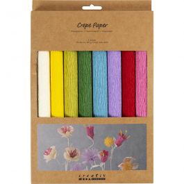 Crêpepapier, vel 25x60 cm, Crêpe-verhouding: 180%, 105 gr, standaardkleuren, 8 vel/ 1 doos [HOB-209003]