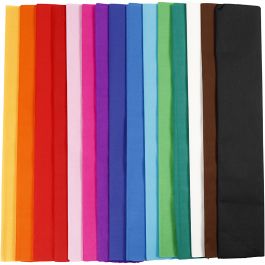 Crepepapier, L: 2,5 M, B: 50 cm, 22 gr, diverse kleuren, 15 vouw/ 1 doos [HOB-209020]
