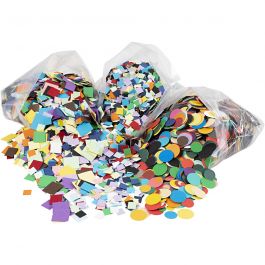 Karton mozaiek, afm 10+15+20 mm, diverse kleuren, 8x180 gr/ 1 doos [HOB-21015]