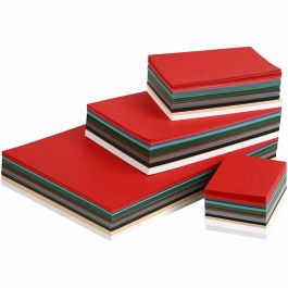 Kerst Karton, A3,A4,A5,A6, 180 gr, diverse kleuren, 1500 div vellen/ 1 doos [HOB-21441]