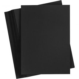 Gekleurd Karton, A4, vel 210x297 mm, 180 gr, zwart, 100 vel/ 1 doos [HOB-21727]