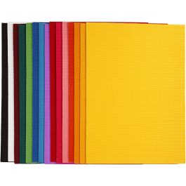 Ribbelkarton, vel 25x35 cm, 80 gr, 15 div vellen/ 1 doos [HOB-21927]
