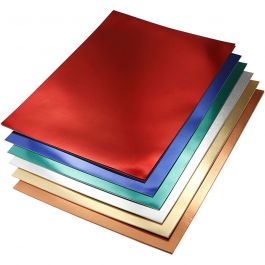 Metallic Foliekarton, A4, vel 210x297 mm, 280 gr, diverse kleuren, 30 div vellen/ 1 doos [HOB-22082]