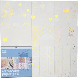 Kleurboek met aquarelpapier, afm 30,5x30,5 cm, wit, 12 vel/ 1 stuk [HOB-22109]