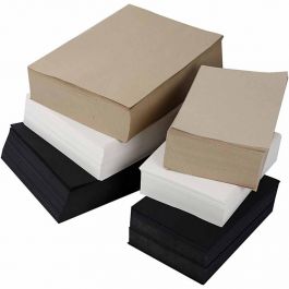 Kraft-Papier, A3,A4, 100+135 gr, zwart, grijs, edele, wit, 6000 div vellen/ 1 doos [HOB-22148]