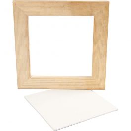 Canvas paneel met lijst, afm 15x15x0,3 cm, wit, 1 stuk [HOB-226200]