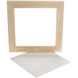 Canvas paneel met lijst, afm 20x20x0,3 cm, wit, 1 stuk [HOB-226220]