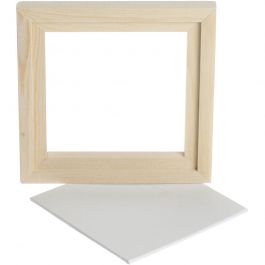 Canvas Paneel met Lijst, D: 1,5 cm, afm 15,2x15,2 cm, wit, 1 stuk [HOB-226480]