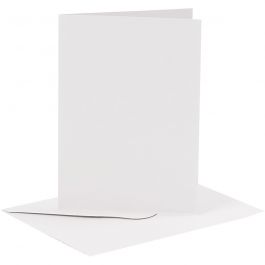 Kaarten en enveloppen, afmeting kaart 10,5x15 cm, afmeting envelop 11,5x16,5 cm, 110+230 gr, wit, 6 set/ 1 doos [HOB-23010]