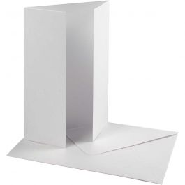 Parelmoer kaart & envelop, afmeting kaart 10,5x15 cm, afmeting envelop 11,5x16,5 cm, 230+120 gr, wit, 10 set/ 1 doos [HOB-23044]
