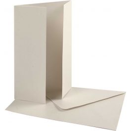 Parelmoer kaart & envelop, afmeting kaart 10,5x15 cm, afmeting envelop 11,5x16,5 cm, 230+120 gr, off-white, 10 set/ 1 doos [HOB-23045]
