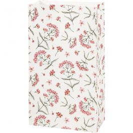 Papieren zakken, bloemen, H: 21 cm, afm 6x12 cm, 80 gr, 8 stuk/ 1 doos [HOB-231350]