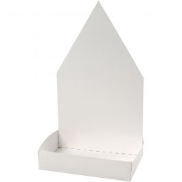 Waterkersbakje met figuur, huis, H: 20 cm, wit, 6 set/ 1 doos [HOB-23323]