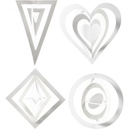 3D Ornamenten, H: 18+22+24 cm, B: 15+18+22 cm, 230 gr, wit, 16 stuk/ 1 doos [HOB-23467]