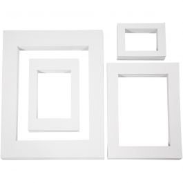 Passepartout lijsten, A3,A4,A5,A6, afm 13,4x18,9+19,7x27,9+28,3x36,6+39,5x49,6 cm, 500 gr, wit, 4x100 stuk/ 1 doos [HOB-23600]