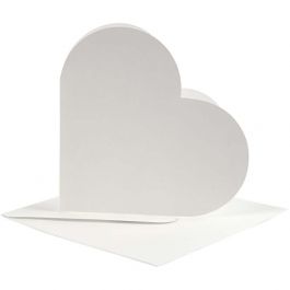 Hartvormige Kaarten, afmeting kaart 12,5x12,5 cm, afmeting envelop 13,5x13,5 cm, off-white, 10 set/ 1 doos [HOB-23760]