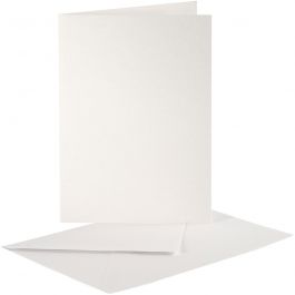 Parelmoer kaarten en enveloppen, afmeting kaart 10,5x15 cm, afmeting envelop 11,5x16,5 cm, crème, 10 set/ 1 doos [HOB-23819]