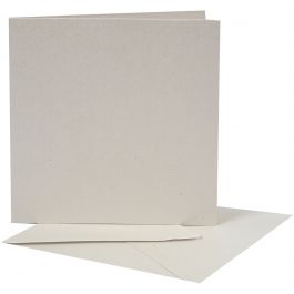 Parelmoer kaarten en enveloppen, afmeting kaart 12,5x12,5 cm, afmeting envelop 13,5x13,5 cm, crème, 10sets [HOB-23827]