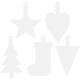 Kerst ornamenten, H: 23,5-26,5 cm, B: 15,5-20,5 cm, wit, 100 stuk/ 1 doos [HOB-23881]