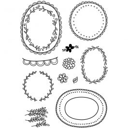 Silicone stempels, lijsten met blad, vel 11x15,5 cm, 1 vel [HOB-240011]