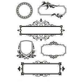 Silicone stempels, lijsten met ornamenten, vel 11x15,5 cm, 1 vel [HOB-240020]