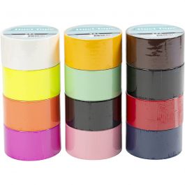 Duck tape, Effen kleur, B: 48 mm, diverse kleuren, 12x5 m/ 1 doos [HOB-24680]