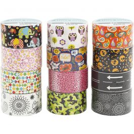 Duck tape, Met patroon, B: 48 mm, diverse kleuren, 12x5 m/ 1 doos [HOB-24681]