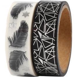 Masking Tape, veren en patronen - folie, B: 15 mm, 2x4 m/ 1 doos [HOB-24772]