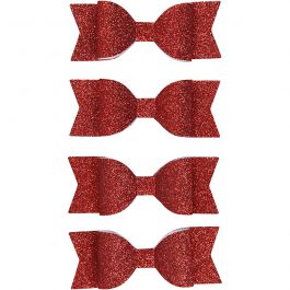 Strikken, afm 31x85 mm, rood glitter, 4 stuk/ 1 doos [HOB-24777]