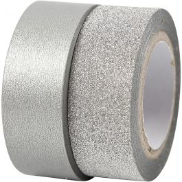 Masking tape, B: 15 mm, zilver, 2 rol/ 1 doos [HOB-25221]