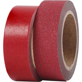 Masking tape, B: 15 mm, rood, 2 rol/ 1 doos [HOB-25232]