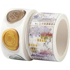 Masking tape, zegels en landschappen, L: 3+5 M, B: 20+25 mm, 2 rol/ 1 doos [HOB-25243]