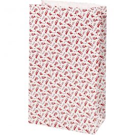 Papieren zakken, trompet, H: 21 cm, afm 6x12 cm, 80 gr, rood, wit, 8 stuk/ 1 doos [HOB-25352]