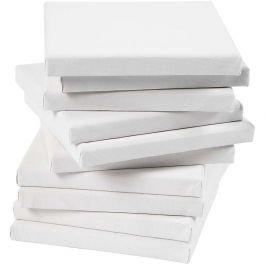 Gespannen canvas, D: 1,6 cm, afm 15x15 cm, 280 gr, wit, 80 stuk/ 1 doos [HOB-25744]
