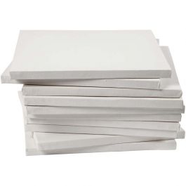 Gespannen canvas, D: 1,6 cm, afm 30x30 cm, 280 gr, wit, 40 stuk/ 1 doos [HOB-25748]