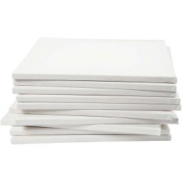 Gespannen canvas, D: 1,6 cm, afm 40x40 cm, 280 gr, wit, 40 stuk/ 1 doos [HOB-25749]