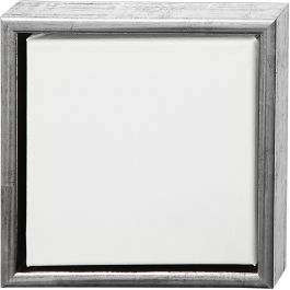 Canvas met lijst, afm 20x20 cm, 360 gr, antiek zilver, wit, 1 stuk [HOB-257520]