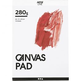 Canvas blok, A4, vel 210x297 mm, 280 gr, wit, 10 vel/ 1 stuk [HOB-25753]