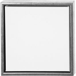 Canvas met lijst, afm 30x30 cm, 360 gr, antiek zilver, wit, 1 stuk [HOB-25755]