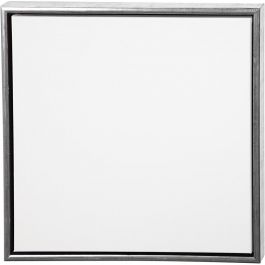 Canvas met lijst, afm 50x50 cm, 360 gr, antiek zilver, wit, 1 stuk [HOB-25759]