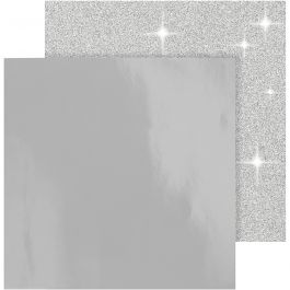 Design papier, 30,5x30,5 cm, 120+128 gr, zilver, 2vel/ 1 doos [HOB-26241]