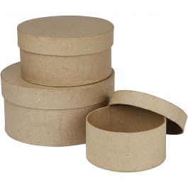 Ronde Dozen, H: 5+6,5+7,5 cm, d 10+13+16 cm, 3 stuk/ 1 set [HOB-263700]